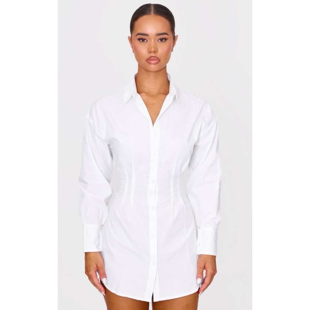 PrettyLittleThing Classic White Button-Down Shirt Dress